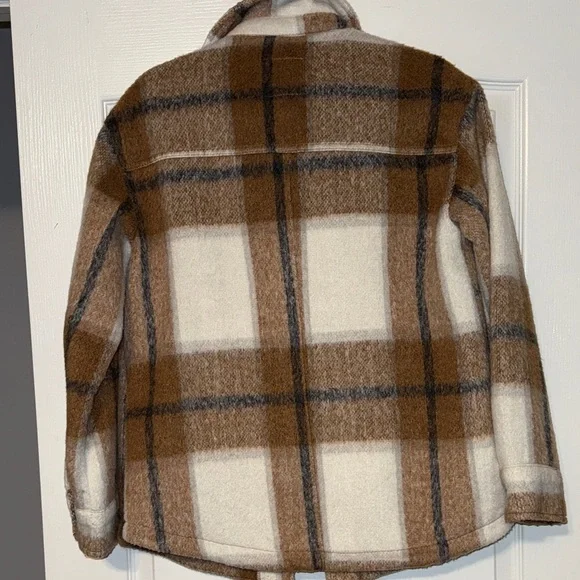 Avec Les Filles Tan and White Plaid Utility Jacket - Picture 8 of 13